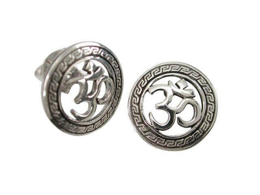 925 Sterling Silver Om Symbol Stud Earrings - CosmicSerenityShop.com