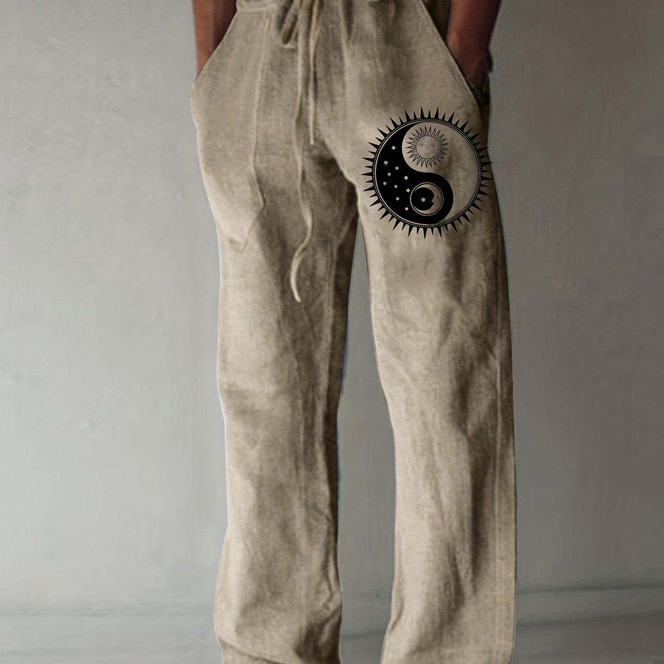 Men's Yin Yang Casual Cotton Pants - Cosmic Serenity Shop