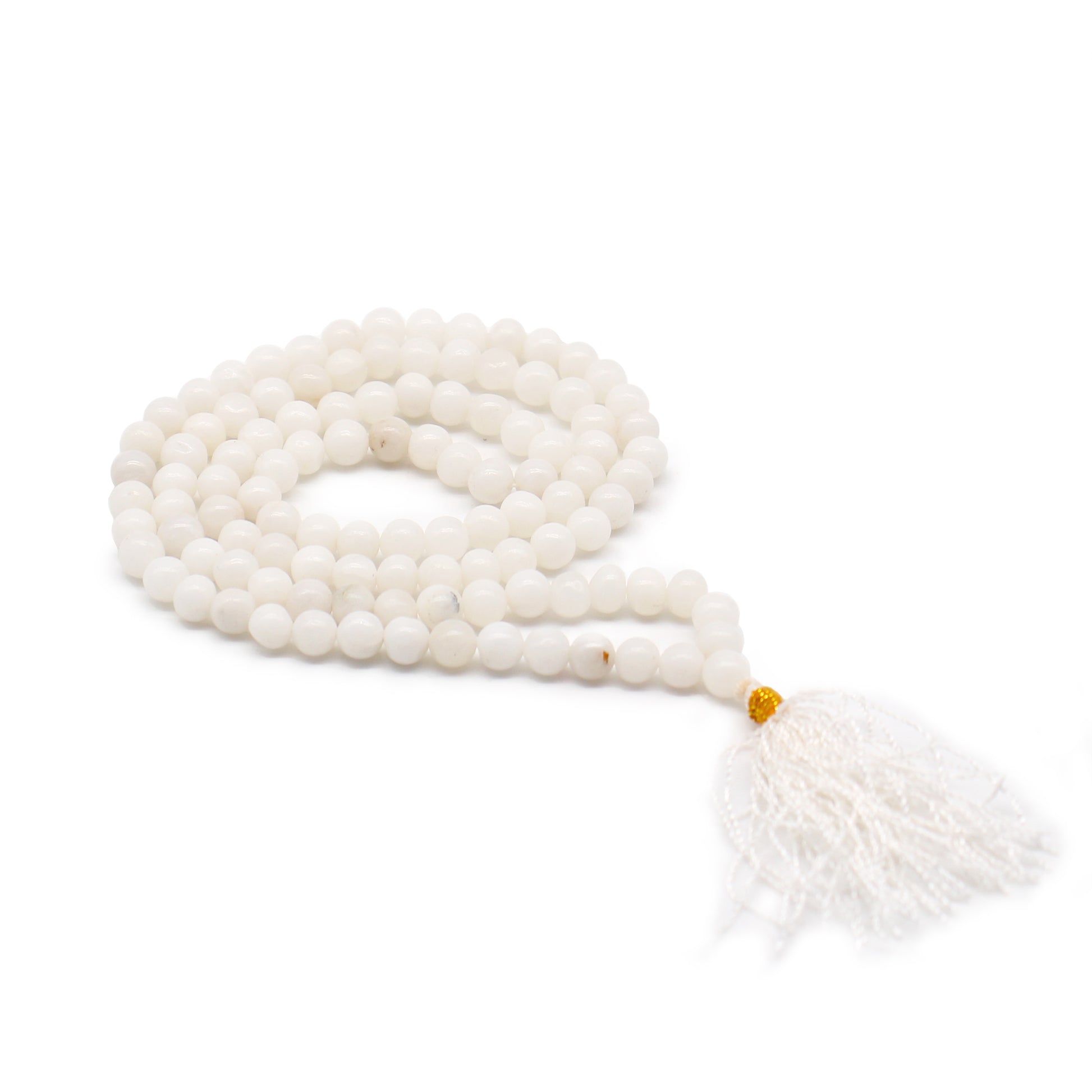 108 Bead Gemstone Mala Beads - White Quartz - Cosmic Serenity Shop