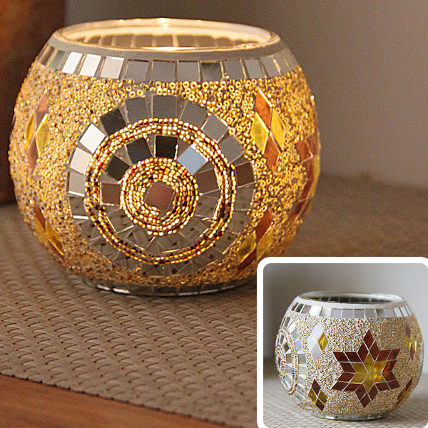 Mosaic Glass Candle Holder, Cosmic Serenity Shop