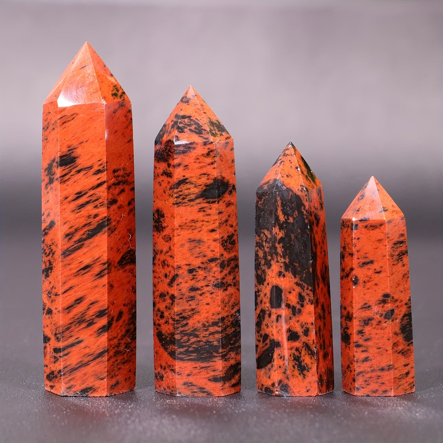 Natural Crystal Point Red Obsidian Hexagonal Crystal Tower