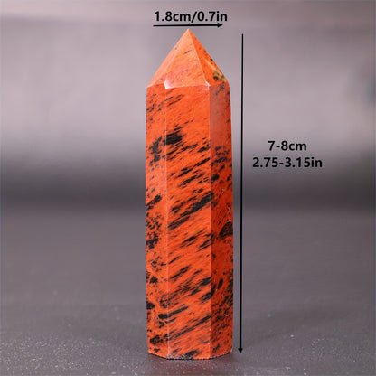 Natural Crystal Point Red Obsidian Hexagonal Crystal Tower