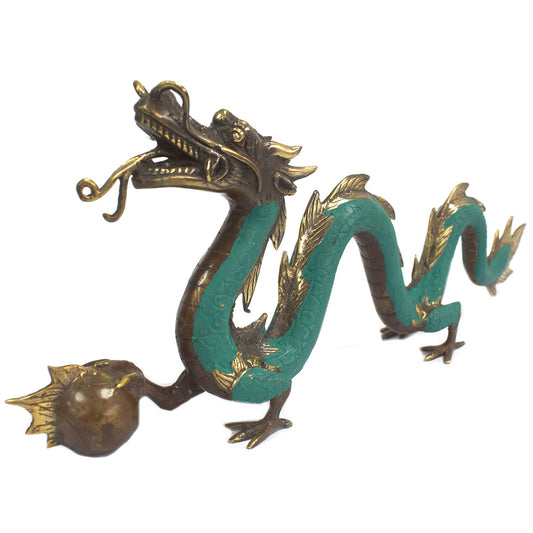 Brass Fengshui DRAGON with Ball - Large 45cm - Cosmic Serenity Shop