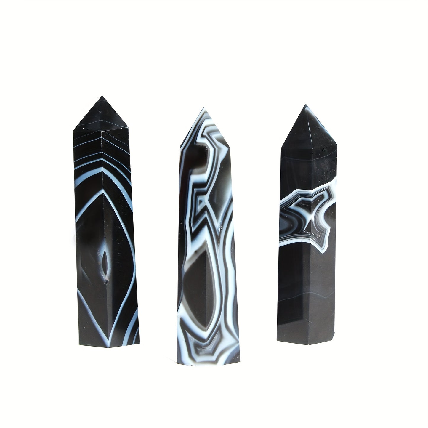 Natural Black Sardonyx Stone Tower Pillar