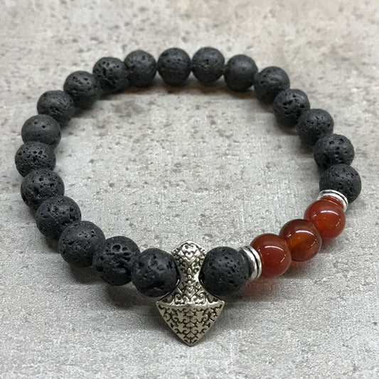 Axe Head Carnelian Lava Stone Gemstone Bracelets - Assortment - CosmicSerenityShop