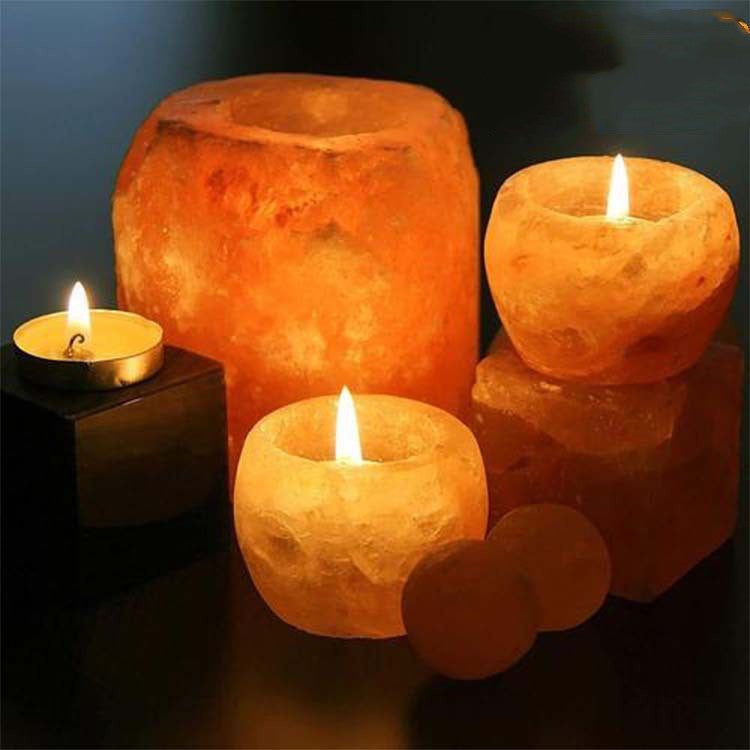 Himalayan Rose Salt Lamp Candle Holder, Cosmic Serenity Shop