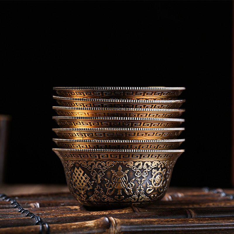 Buddhist Shrine Copper Water Bowl Set, Cosmic Serenity Shop