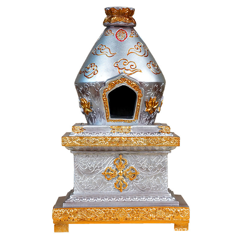 Silver Buddhist Tibetan Style Pagoda, Cosmic Serenity Shop