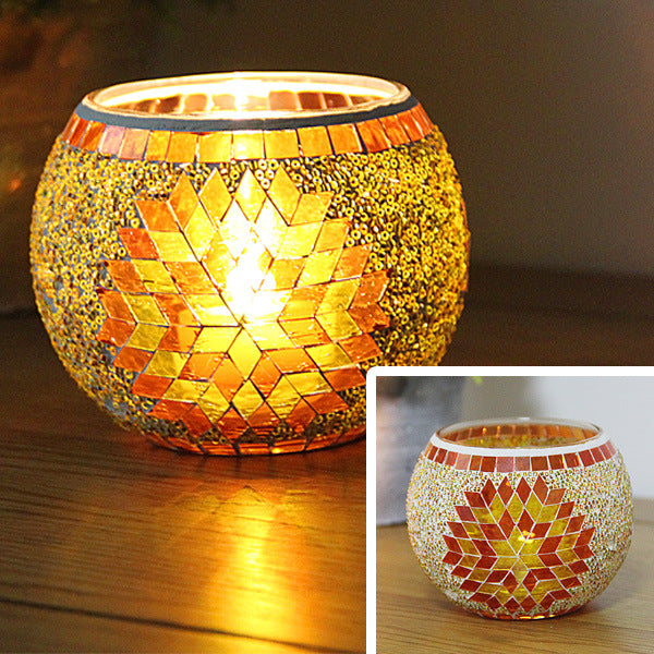 Mosaic Glass Candle Holder, Cosmic Serenity Shop