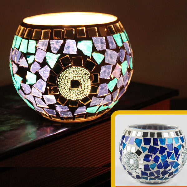 Mosaic Glass Candle Holder, Cosmic Serenity Shop