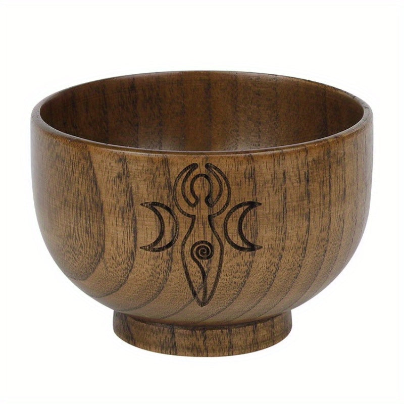 Wooden Bowl Candle Holder - Pentacle Goddess - Cosmic Serenity Shop