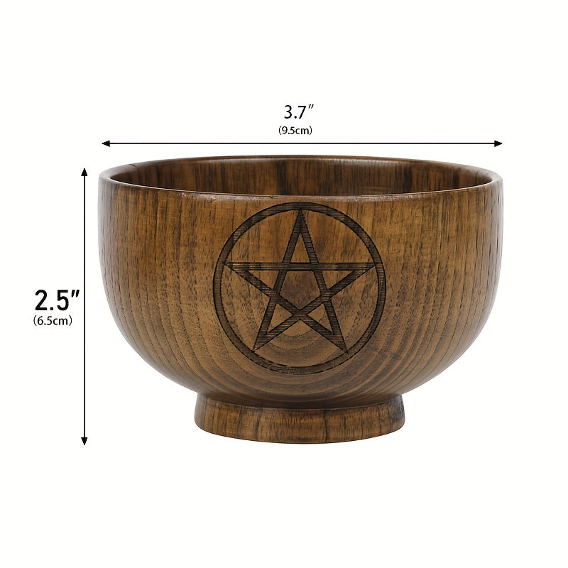 Wooden Bowl Candle Holder - Pentacle Goddess - Cosmic Serenity Shop