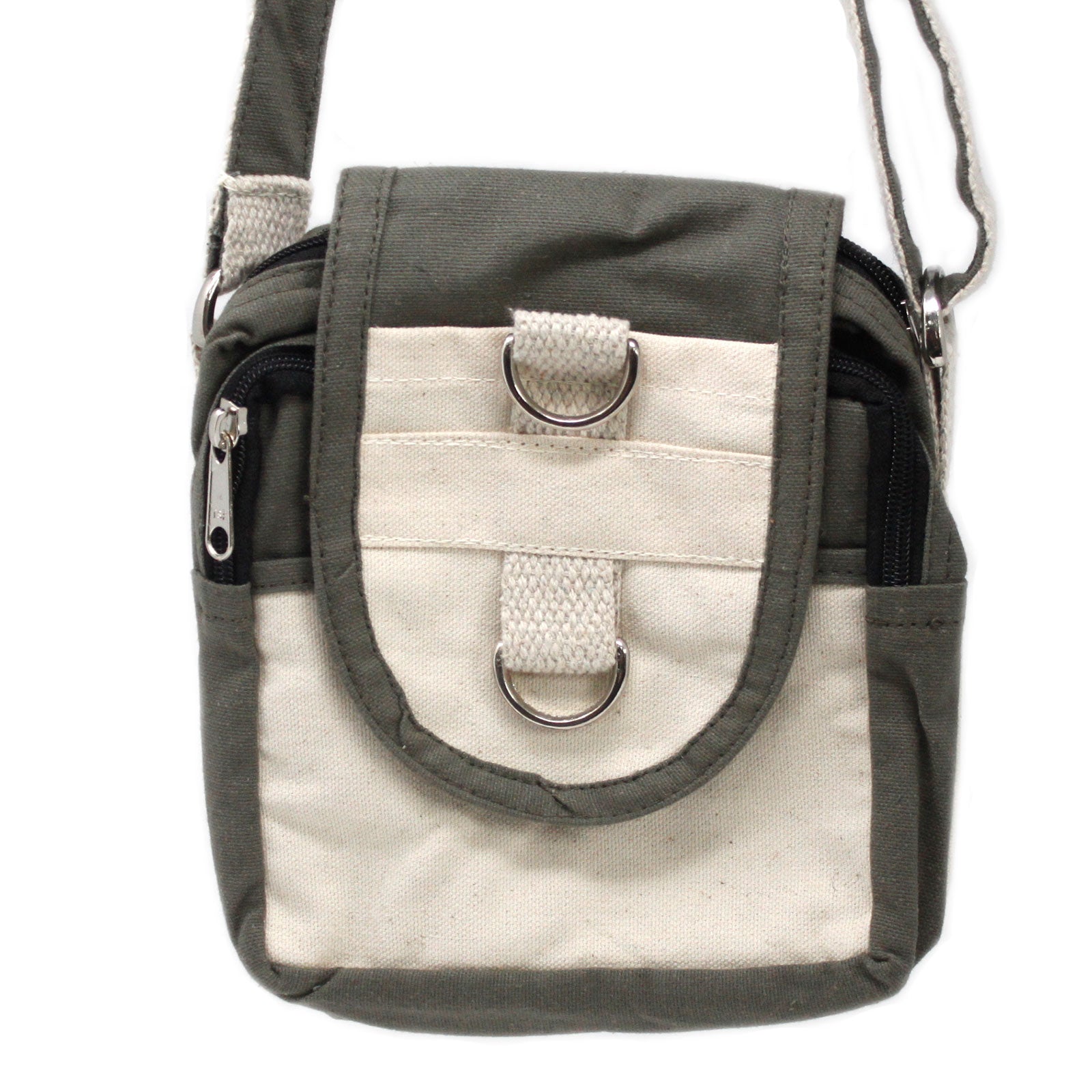 Natural Cotton Cross Body Travel Bag - Charcoal - Cosmic Serenity Shop