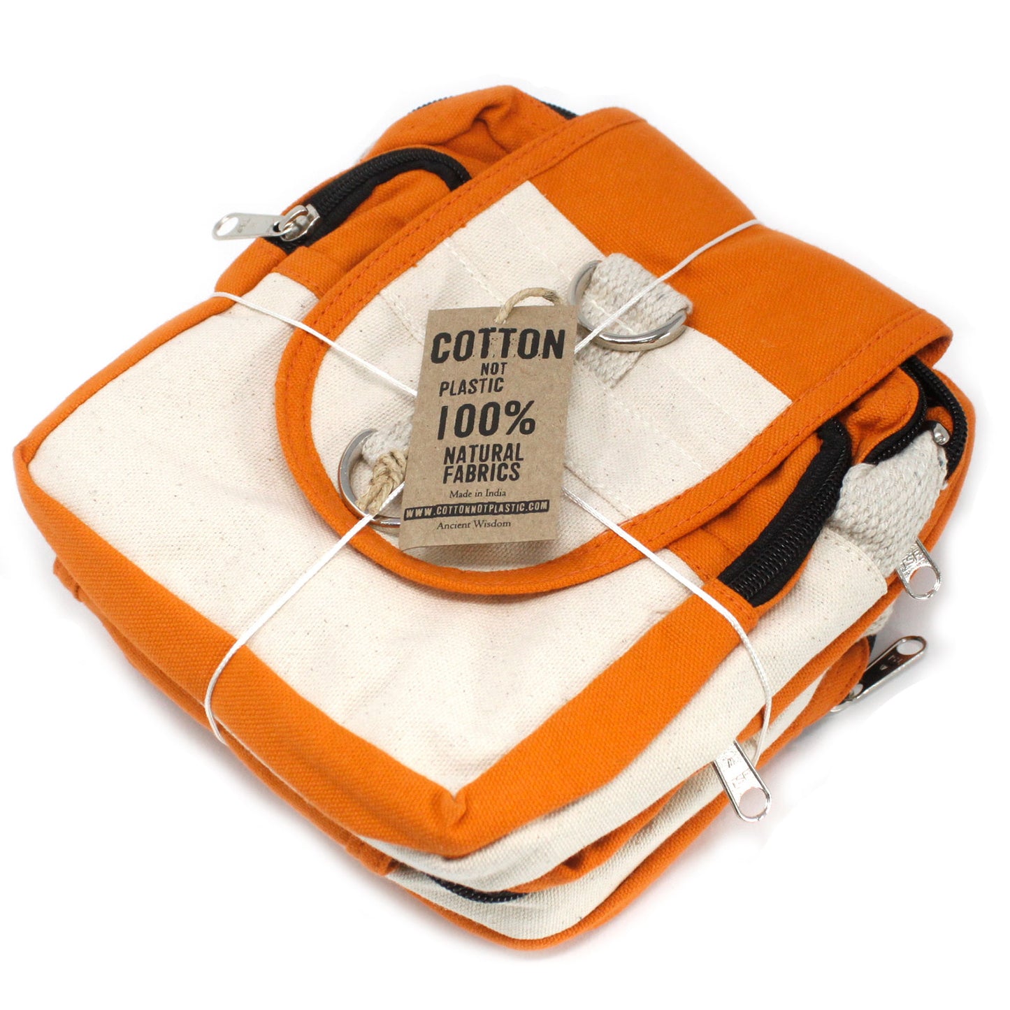 Natural Cotton Cross Body Travel Bag - Turmeric