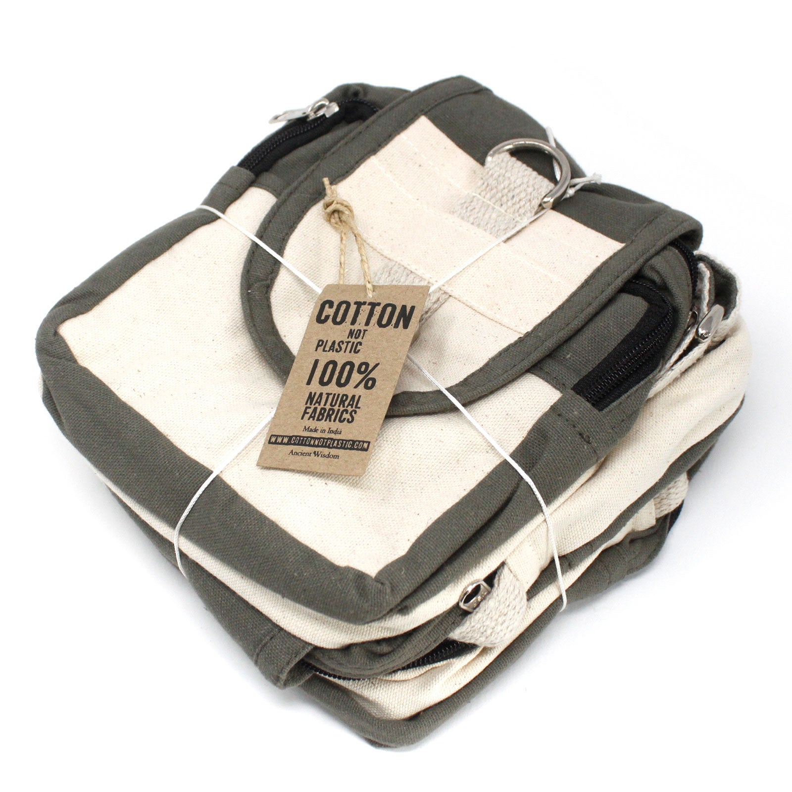 Natural Cotton Cross Body Travel Bag - Charcoal - Cosmic Serenity Shop