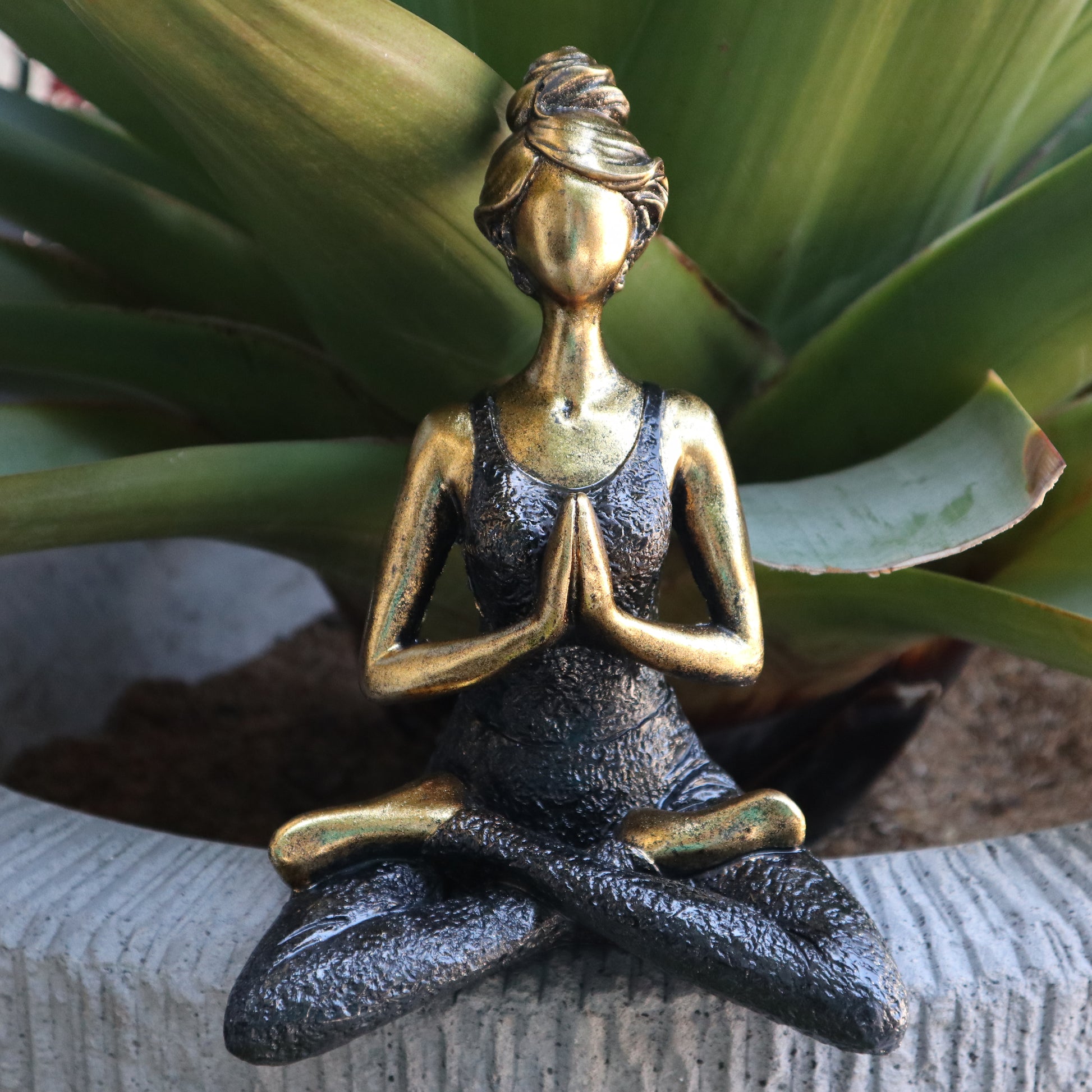 Yoga Lady Figure -  Bronze & Black - Cosmic Serenity Shop
