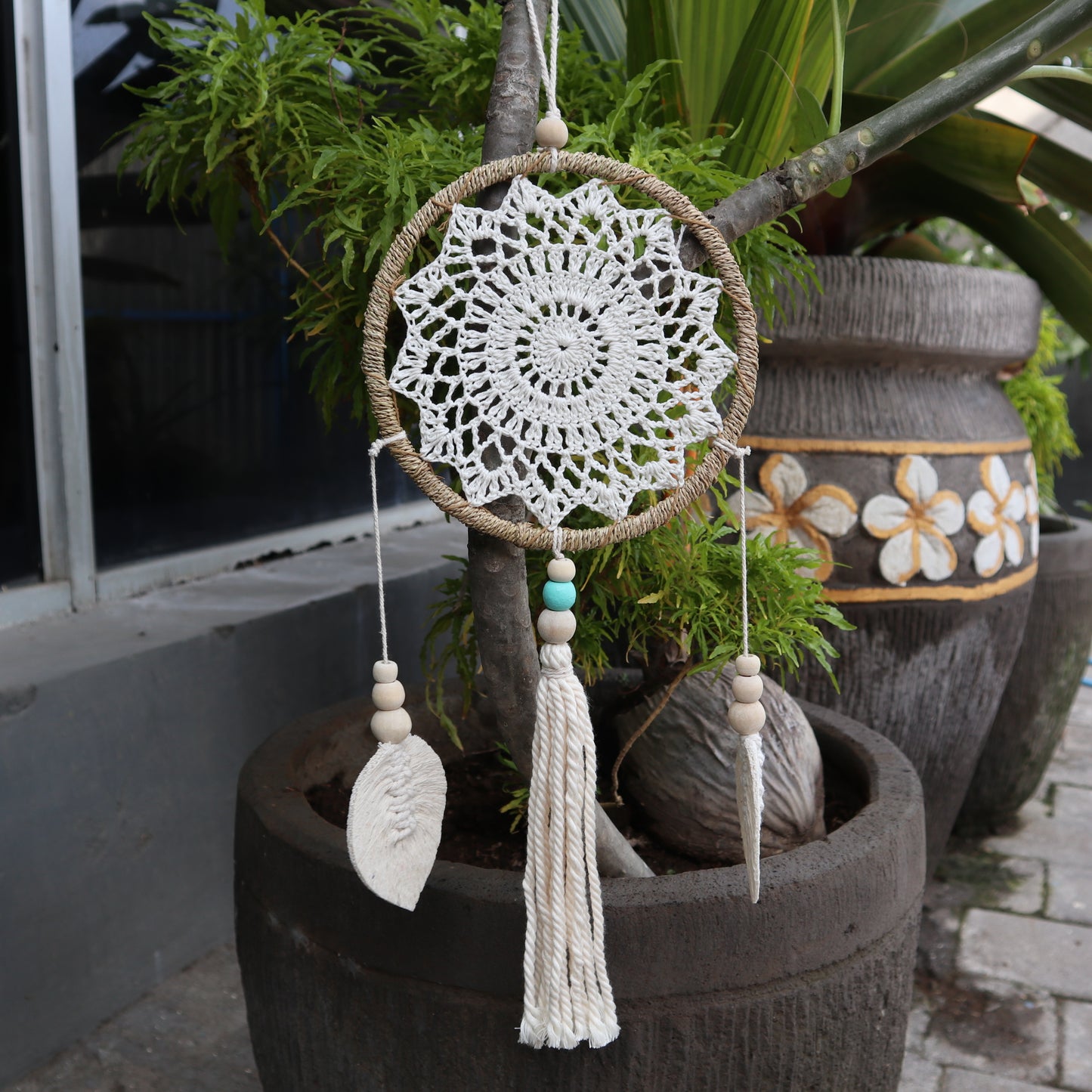 Bali Dream Catcher - Medium Natural Elemental Spirits - Cosmic Serenity Shop