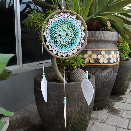 Bali Dream Catcher - Large Turquoise Elemental Spirits - Cosmic Serenity Shop