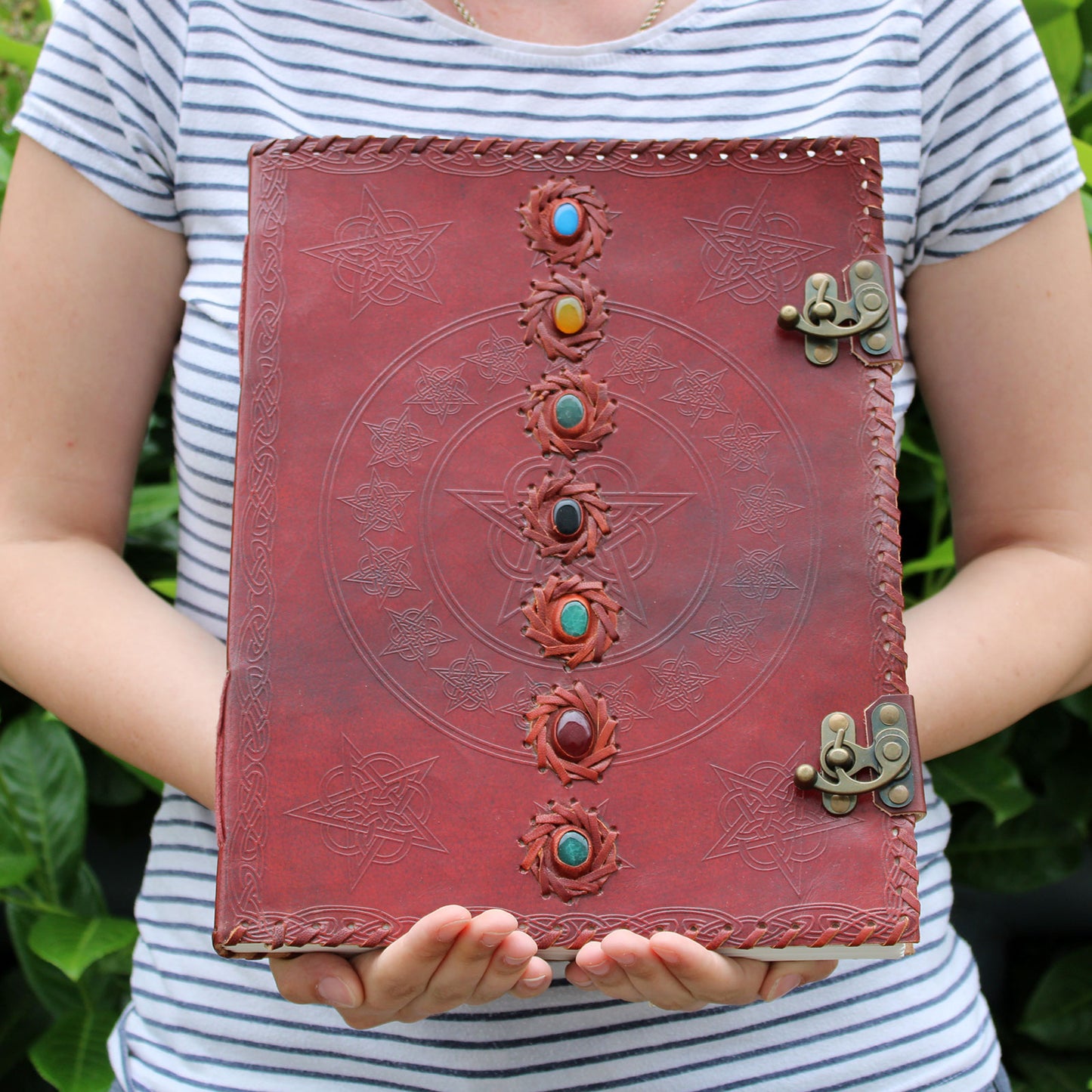 Huge 7 Chakra Leather Book - 10x13 (200 pages) - CosmicSerenityShop