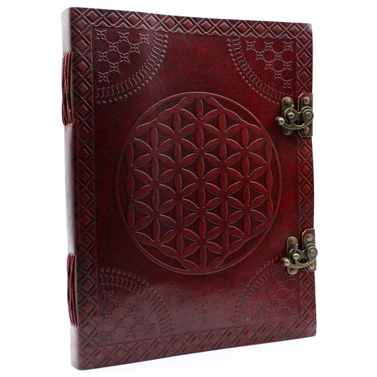 Huge Flower of Life Leather Book 10x13 (200 pages) - CosmicSerenityShop