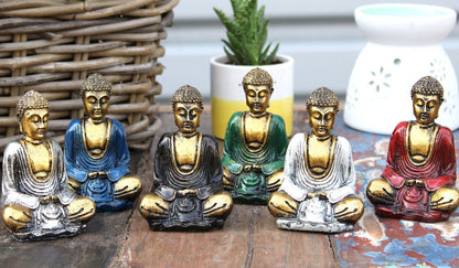 Gold Mini Buddha Statues - Set of 6 Assorted Colors - Cosmic Serenity Shop