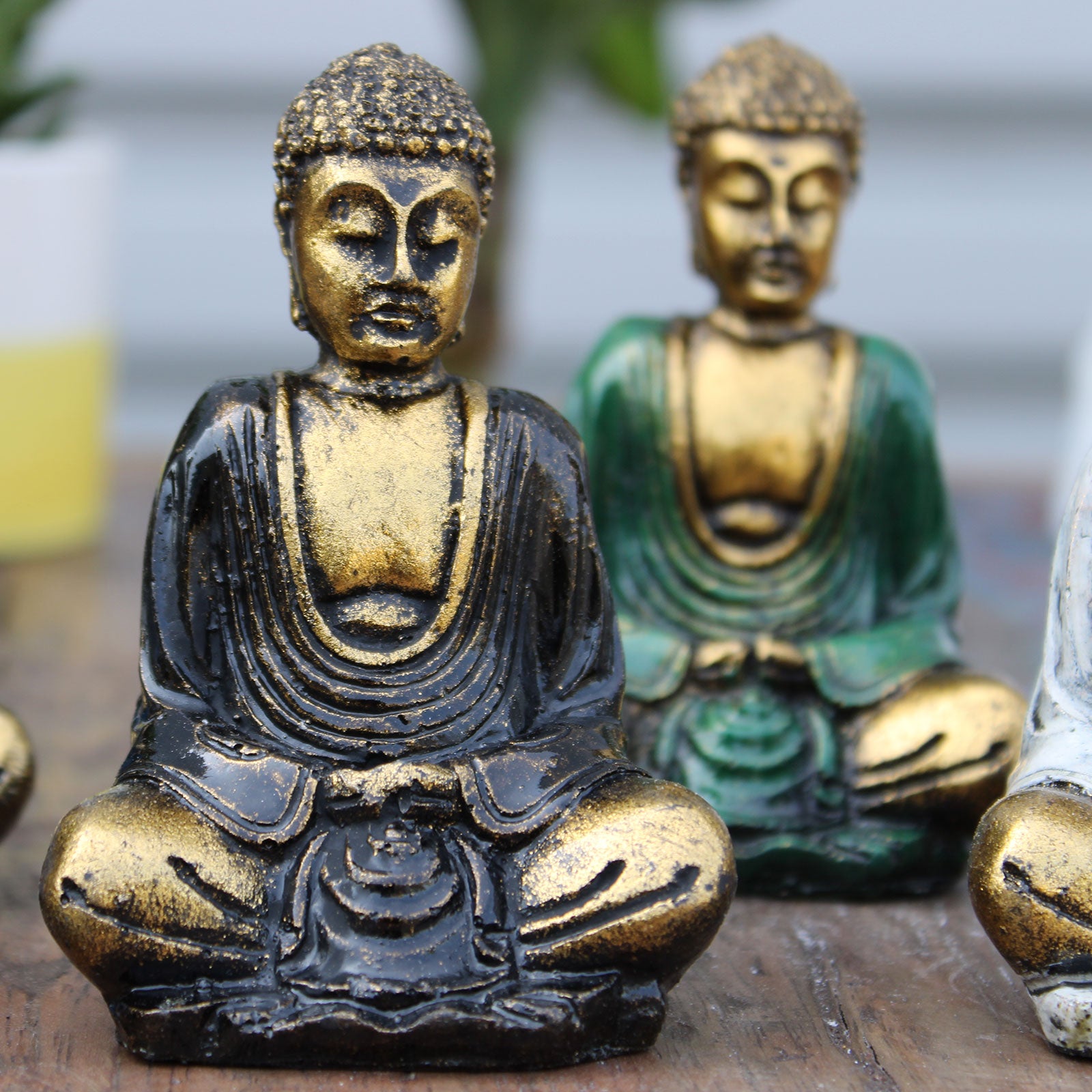 Gold Mini Buddha Statues - Set of 6 Assorted Colors - Cosmic Serenity Shop