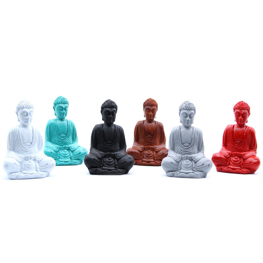 Matt Mini Buddha Statues - Set of 6 Assorted Colors - Cosmic Serenity Shop