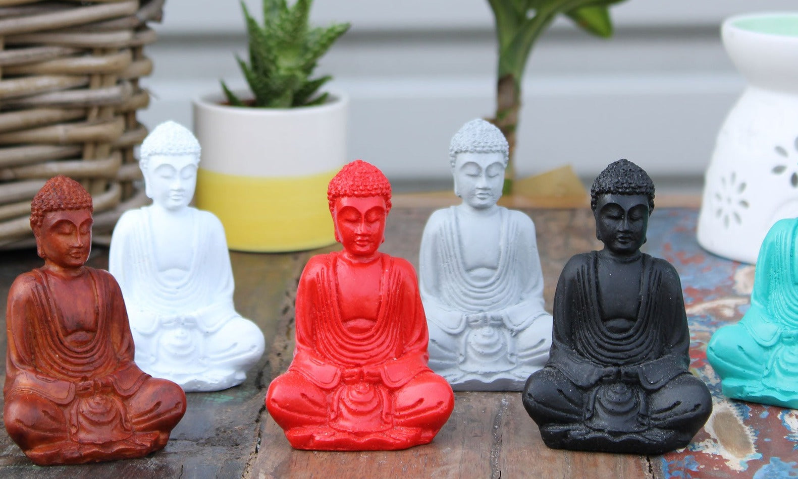 Matt Mini Buddha Statues - Set of 6 Assorted Colors - Cosmic Serenity Shop