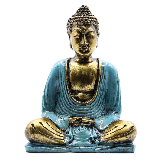 Teal & Gold Buddha Statue - Medium - Cosmic Serenity Shop