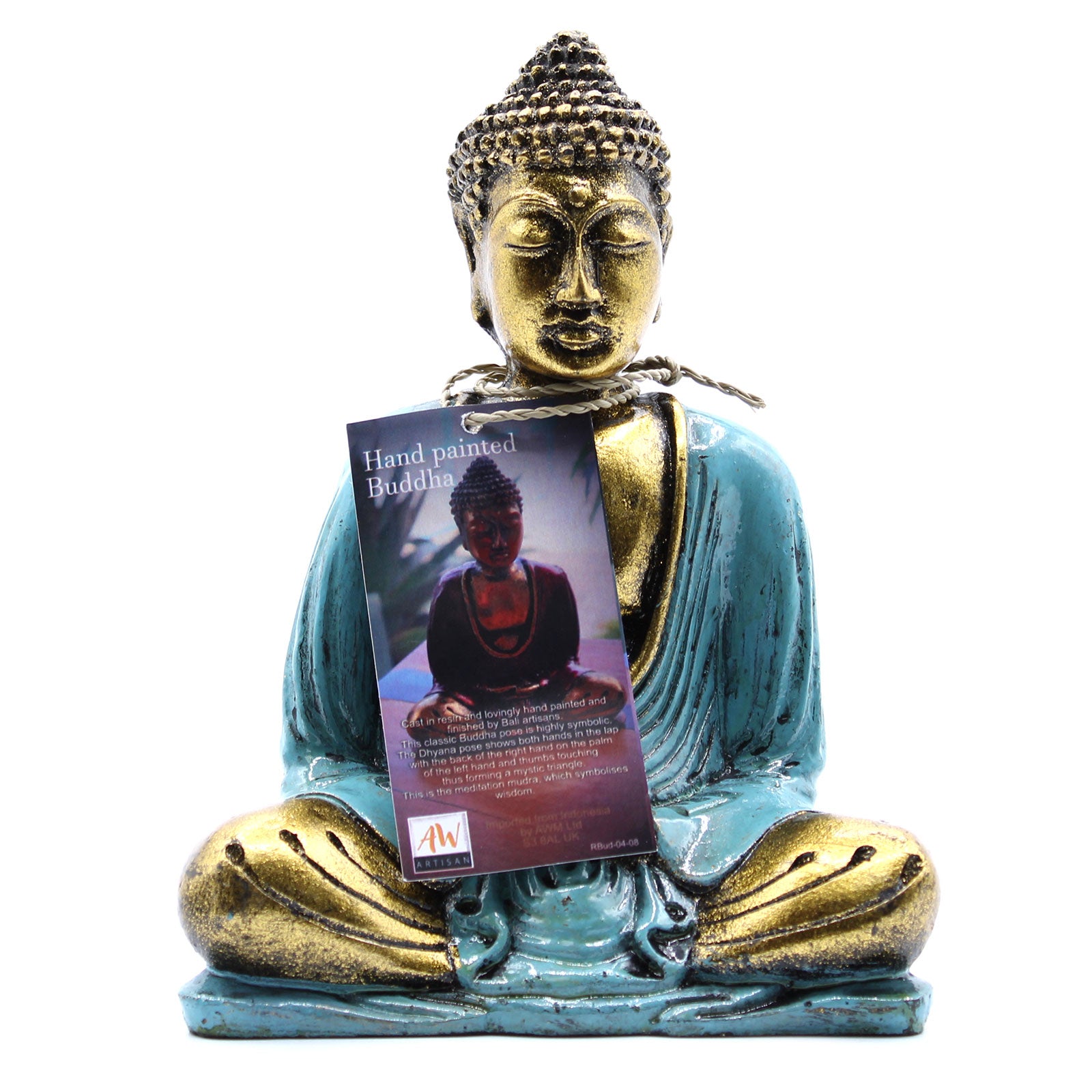 Teal & Gold Buddha Statue - Medium - Cosmic Serenity Shop