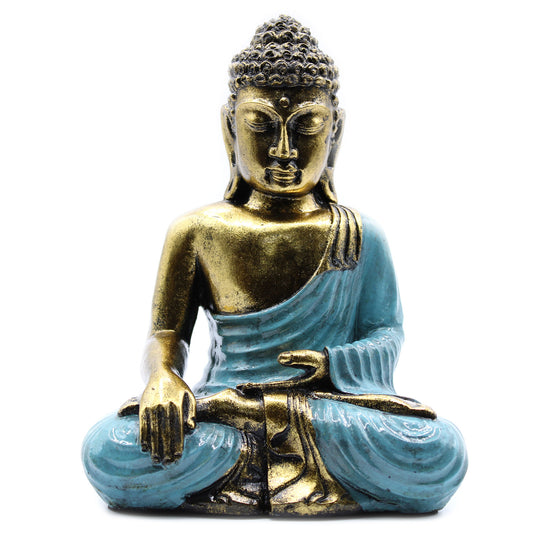 Teal & Gold Buddha Statue- Large - Cosmic Serenity Shop