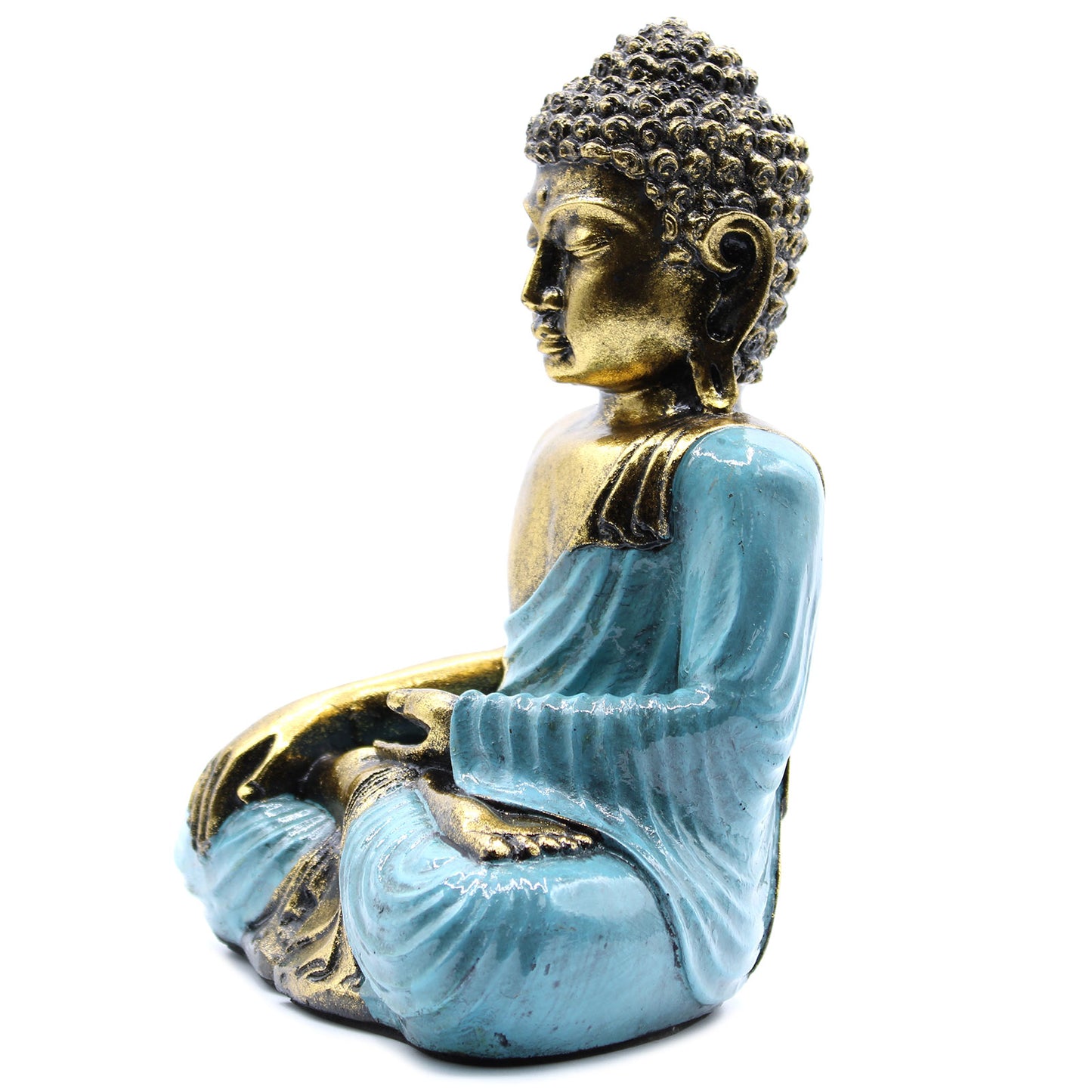 Teal & Gold Buddha Statue- Large - Cosmic Serenity Shop