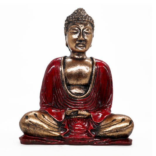 Red & Gold Buddha Statue - Medium - Cosmic Serenity Shop