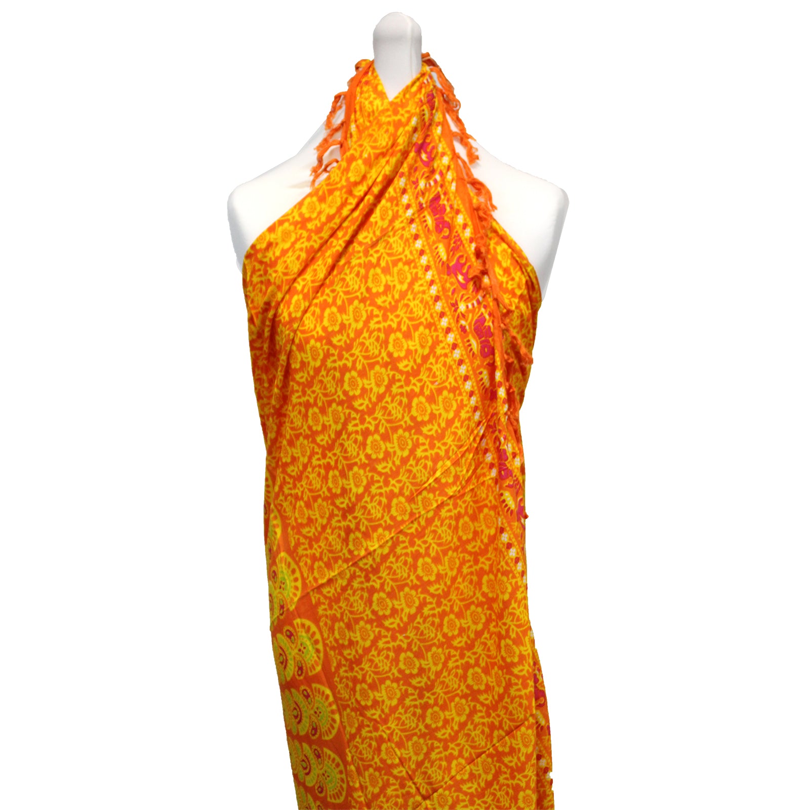 Lime Orange Bali Bali Mandala Sarong - Cosmic Serenity Shop