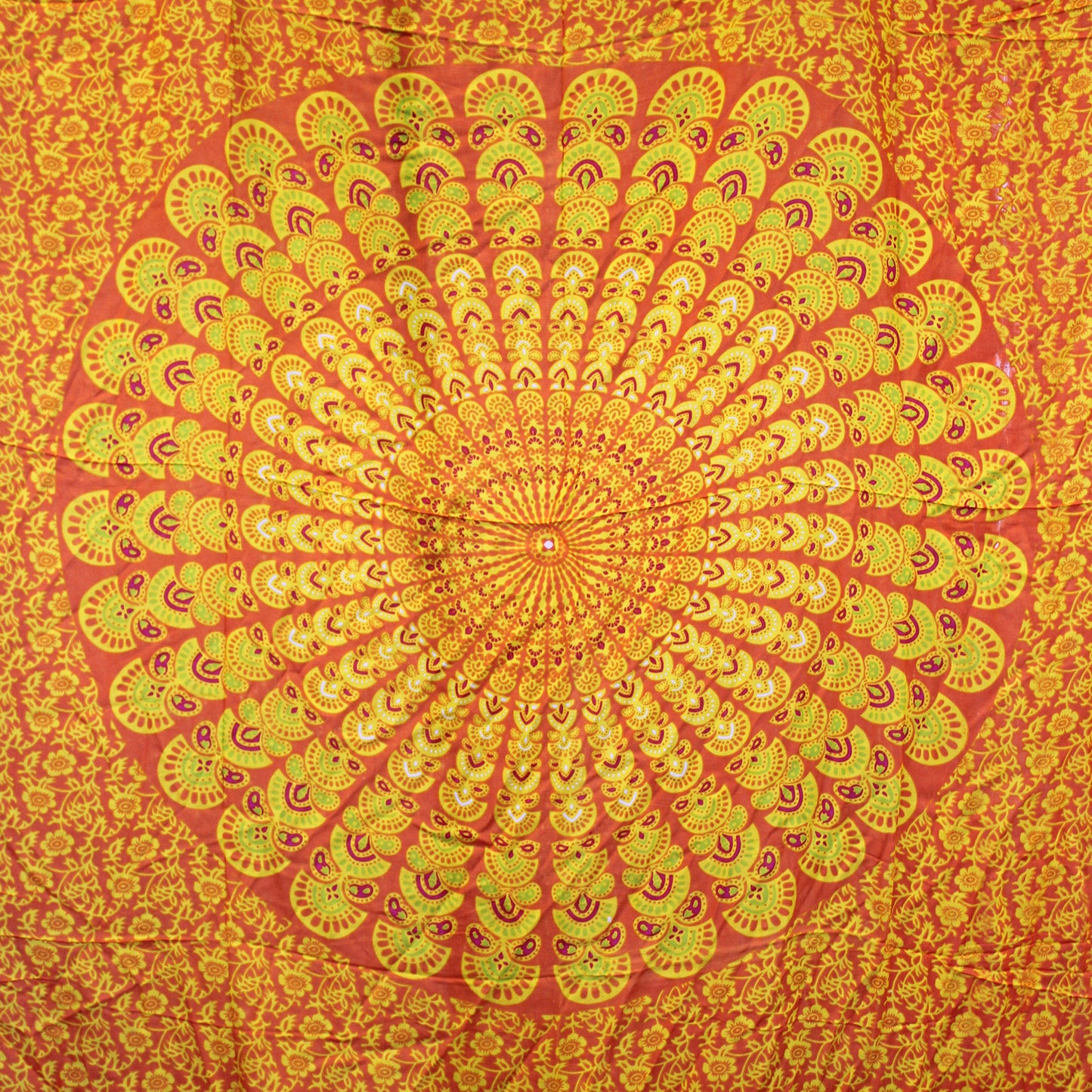 Lime Orange Bali Bali Mandala Sarong - Cosmic Serenity Shop