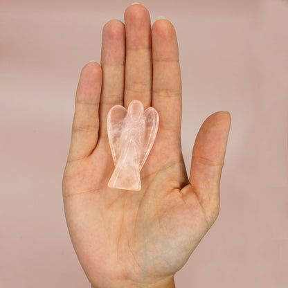 Hand Carved Gemstone Angel - Rose Quartz - CosmicSerenityShop