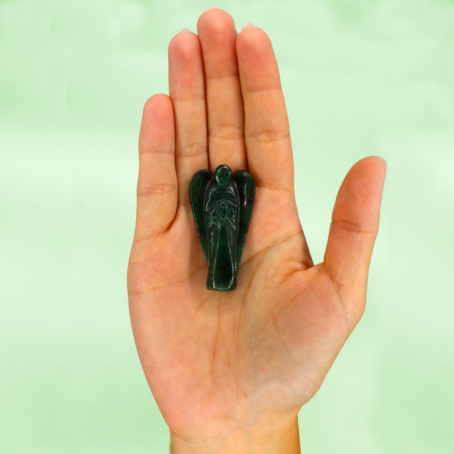 Hand Carved Gemstone Angel - Green Aventurine - CosmicSerenityShop