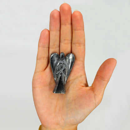 Hand Carved Gemstone Angel - Hematite - CosmicSerenityShop
