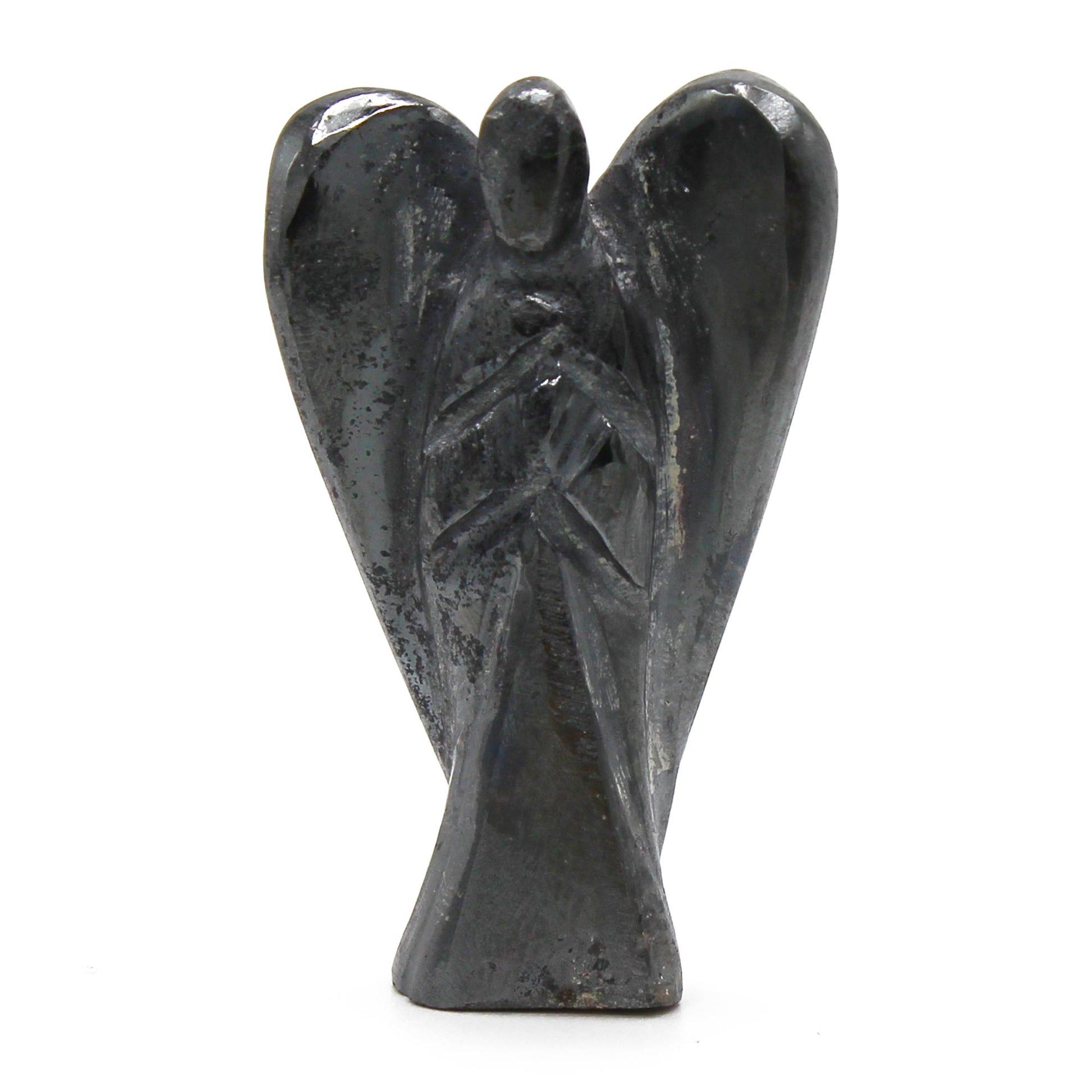 Hand Carved Gemstone Angel - Hematite - CosmicSerenityShop