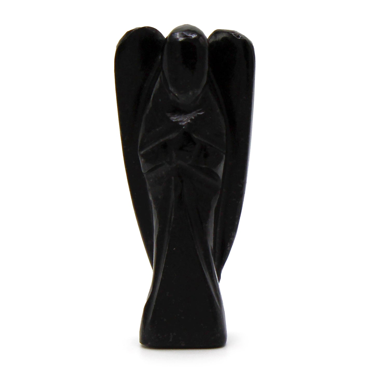 Hand Carved Gemstone Angel - Black Agate - CosmicSerenityShop