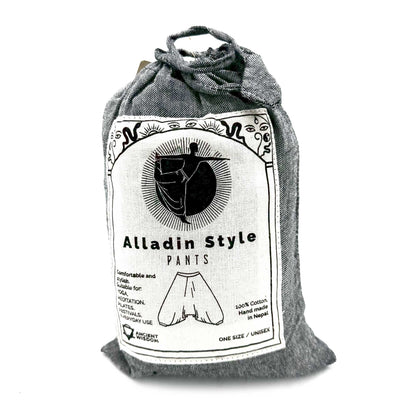 Aladdin Himalayan Print on Grey Yoga Pants - CosmicSerenityShop