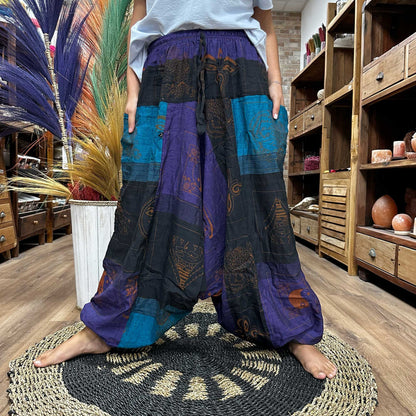 Aladdin Himalayan Print on Purple Yoga Pants - CosmicSerenityShop