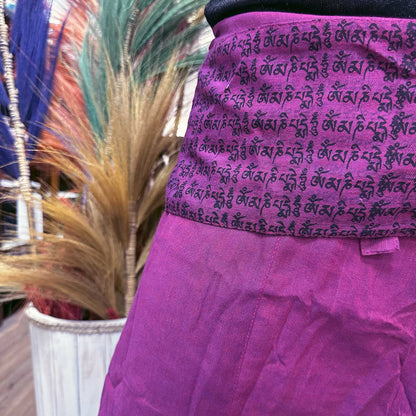 Thai Fisherman Mandala Mantra on Purple Yoga Pants - CosmicSerenityShop