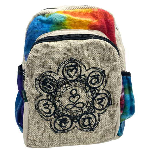 Tie Dye Hemp Medium Backpack - 7 Chakra - Cosmic Serenity Shop