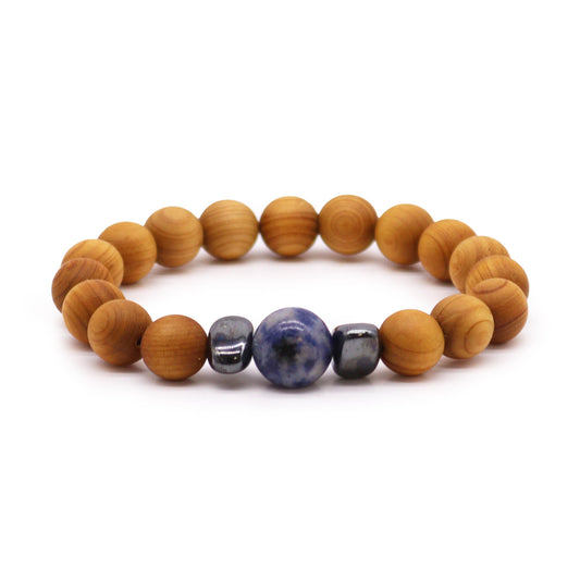 Cedarwood Root Chakra Bracelet -  Sodalite - Cosmic Serenity Shop