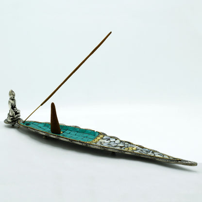 Buddha Long Leaf Tibetan Decor Incense Holder - Cosmic Serenity Shop