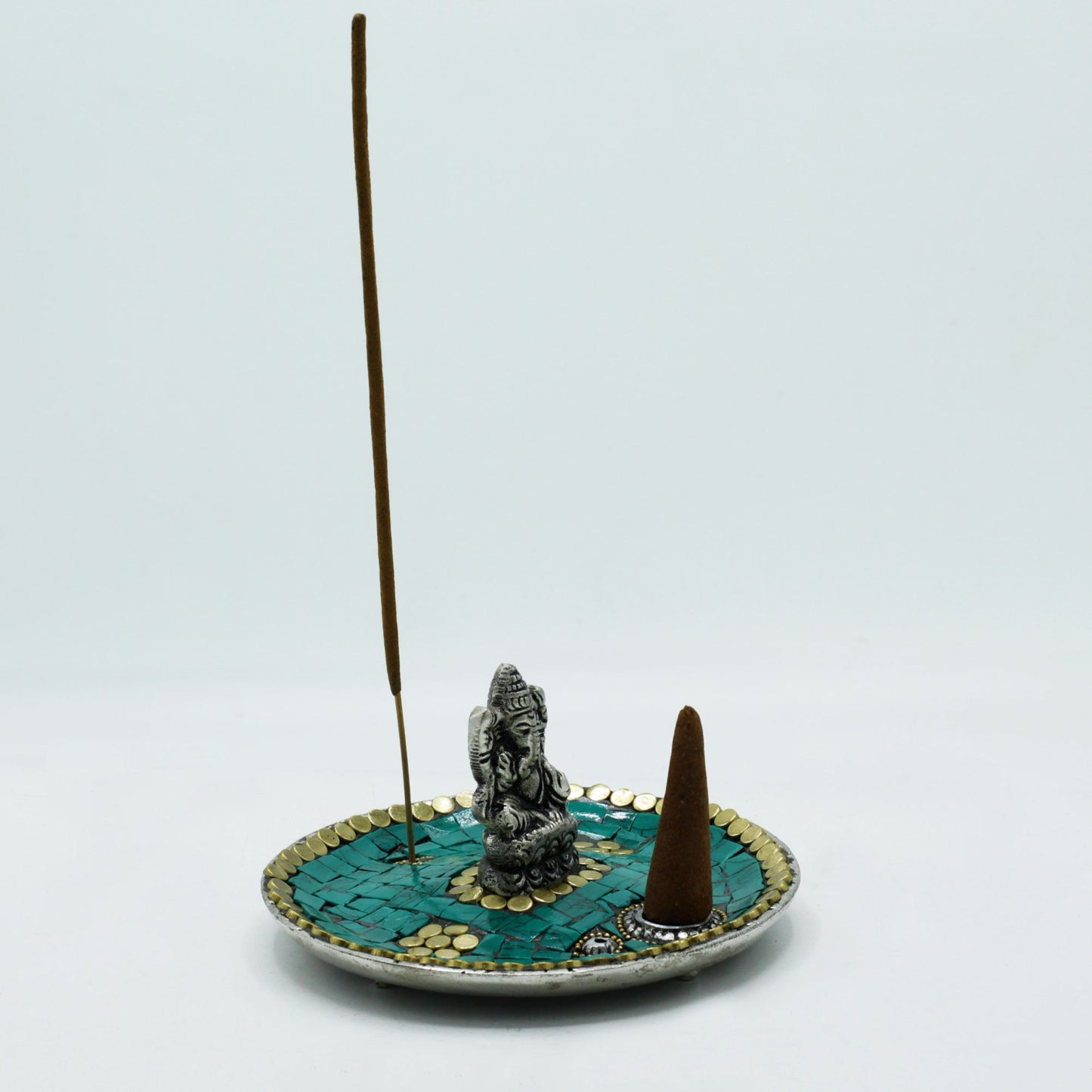 Ganesh Plate Tibetan Decor Cone & Stick Holder - Cosmic Serenity Shop