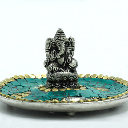 Ganesh Plate Tibetan Decor Cone & Stick Holder - Cosmic Serenity Shop