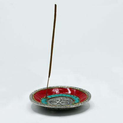 Om Plate Tibetan Decor Cone & Stick Incense Holder - Cosmic Serenity Shop