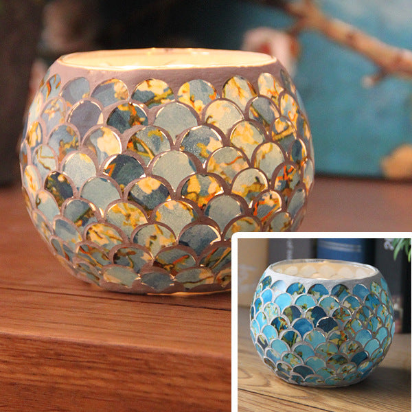 Mosaic Glass Candle Holder, Cosmic Serenity Shop